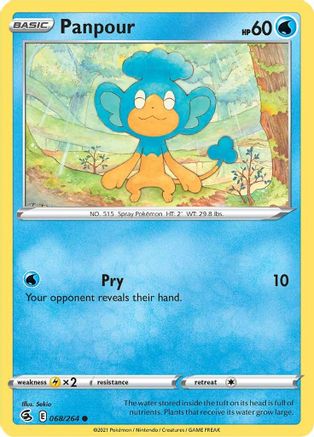 Panpour 68/264 - SWSH08 Fusion Strike Reverse Holofoil - Poke-Collect