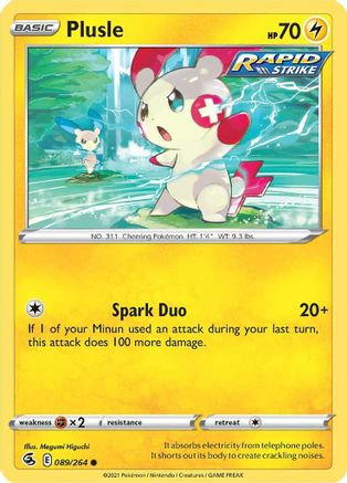 Plusle 89/264 - SWSH08 Fusion Strike Reverse Holofoil - Poke-Collect