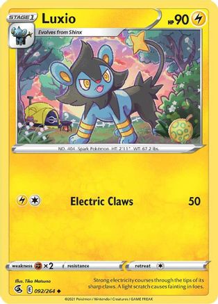 Luxio 92/264 - SWSH08 Fusion Strike Reverse Holofoil - Poke-Collect