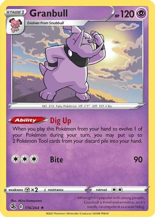 Granbull 116/264 - SWSH08 Fusion Strike Reverse Holofoil - Poke-Collect