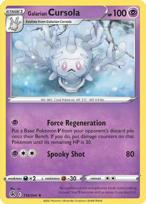 Galarian Cursola 118/264 - SWSH08 Fusion Strike Reverse Holofoil - Poke-Collect