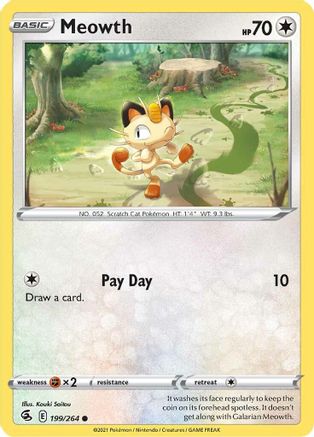 Meowth 199/264 - SWSH08 Fusion Strike Reverse Holofoil - Poke-Collect