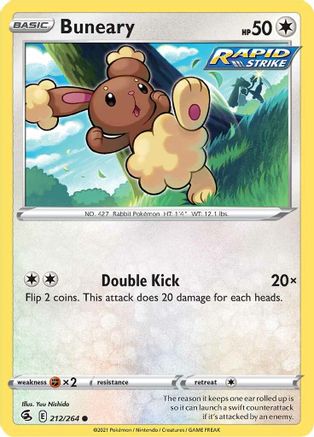Buneary 212/264 - SWSH08 Fusion Strike Reverse Holofoil - Poke-Collect