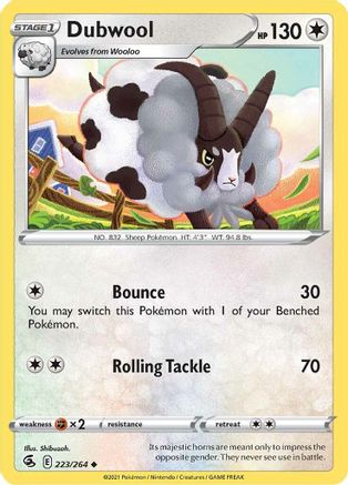 Dubwool 223/264 - SWSH08 Fusion Strike Reverse Holofoil - Poke-Collect