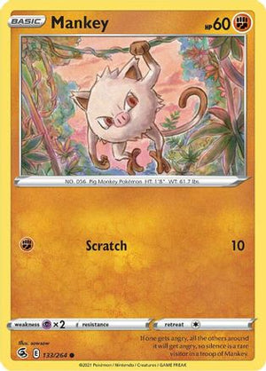 Mankey 133/264 - Fusion Strike Reverse Holofoil - Poke-Collect