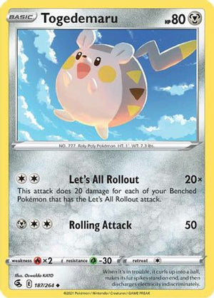 Togedemaru 187/264 - Fusion Strike Reverse Holofoil - Poke-Collect