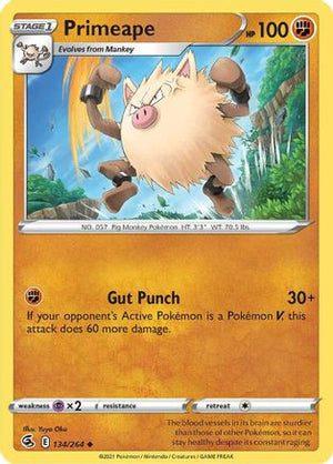 Primeape 134/264 - SWSH08 Fusion Strike Reverse Holofoil - Poke-Collect