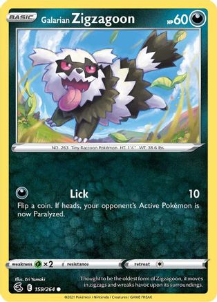 Galarian Zigzagoon 159/264 - SWSH08 Fusion Strike Reverse Holofoil - Poke-Collect