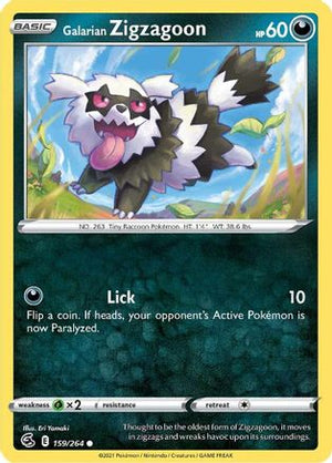Galarian Zigzagoon 159/264 - SWSH08 Fusion Strike Reverse Holofoil - Poke-Collect