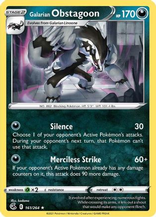 Galarian Obstagoon 161/264 - SWSH08 Fusion Strike Holofoil - Poke-Collect