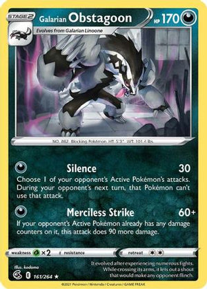 Galarian Obstagoon 161/264 - SWSH08 Fusion Strike Holofoil - Poke-Collect