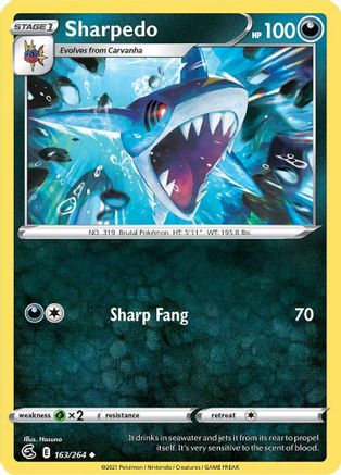 Sharpedo 163/264 - SWSH08 Fusion Strike Reverse Holofoil - Poke-Collect
