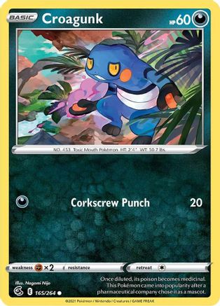Croagunk 165/264 - SWSH08 Fusion Strike Reverse Holofoil - Poke-Collect