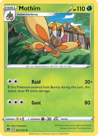 Mothim 11/172 - SWSH09 Brilliant Stars Reverse Holofoil - Poke-Collect