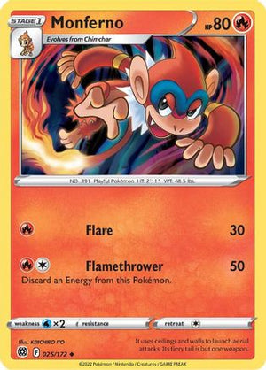 Monferno 25/172 - SWSH09 Brilliant Stars Reverse Holofoil - Poke-Collect