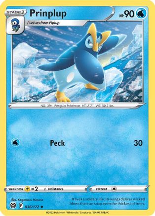 Prinplup 36/172 - SWSH09 Brilliant Stars Reverse Holofoil - Poke-Collect