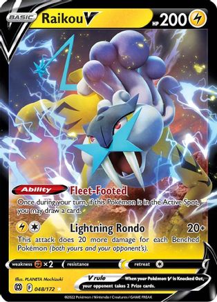Raikou V 48/172 - SWSH09 Brilliant Stars Holofoil - Poke-Collect
