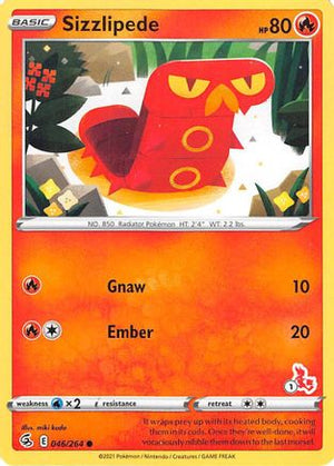 Sizzlipede - 046/264 (#1 Cinderace Stamped) 46 - Battle Academy 2022 - Poke-Collect