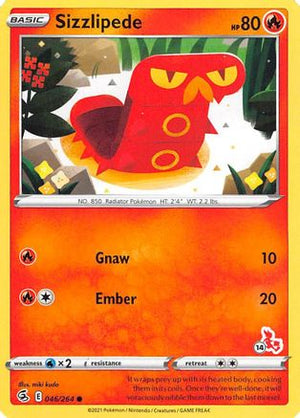 Sizzlipede - 046/264 (#14 Cinderace Stamped) 46 - Battle Academy 2022 - Poke-Collect