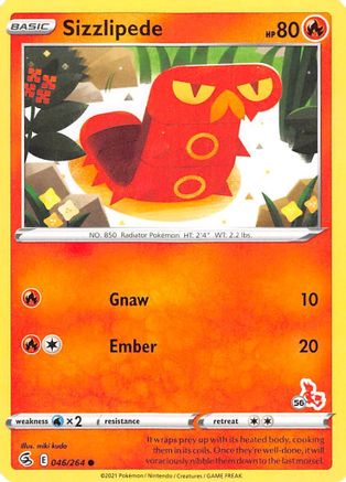 Sizzlipede - 046/264 (#56 Cinderace Stamped) 46 - Battle Academy 2022 - Poke-Collect