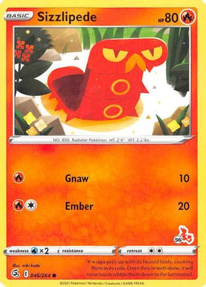 Sizzlipede - 046/264 (#56 Cinderace Stamped) 46 - Battle Academy 2022 - Poke-Collect