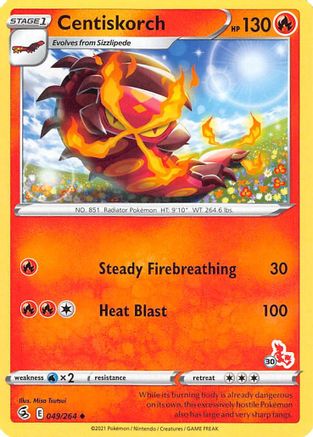 Centiskorch - 049/264 (#30 Cinderace Stamped) 49 - Battle Academy 2022 - Poke-Collect