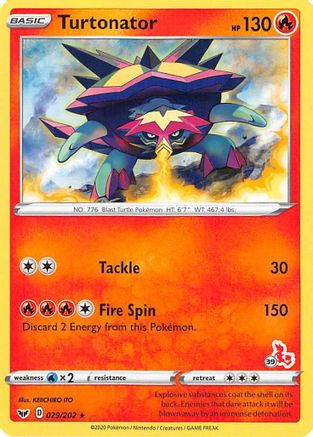 Turtonator - 029/202 (#39 Cinderace Stamped) 29 - Battle Academy 2022 - Poke-Collect