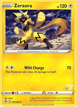 Zeraora - 102/264 (#5 Pikachu Stamped) 102 - Battle Academy 2022 - Poke-Collect