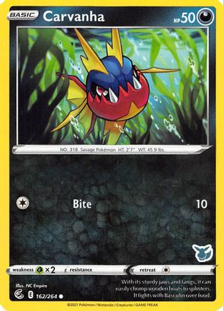 Carvanha - 162/264 (Eevee Stamped) 162 - Battle Academy 2022 - Poke-Collect