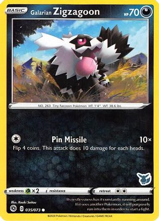 Galarian Zigzagoon - 035/073 (Eevee Stamped) 35 - Battle Academy 2022 - Poke-Collect