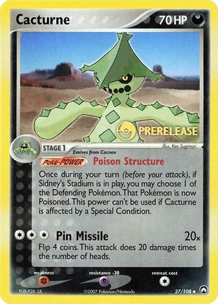 Cacturne - 27/108 (Prerelease Promo) 27 - Miscellaneous Cards & Products - Poke-Collect