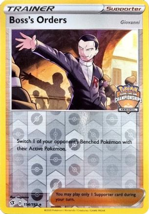 Boss's Orders - 154/192 (Regional Championships) 154 - League & Championship Cards Reverse Holofoil - Poke-Collect