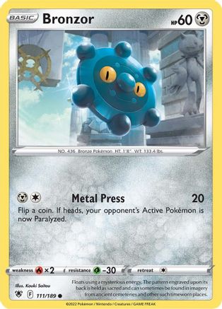Bronzor 111/189 - SWSH10 Astral Radiance Reverse Holofoil - Poke-Collect