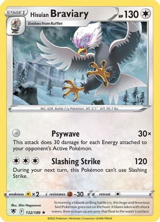 Hisuian Braviary 132/189 - SWSH10 Astral Radiance Reverse Holofoil - Poke-Collect