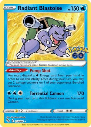 Radiant Blastoise 18/78 - Pokmon GO Holofoil - Poke-Collect