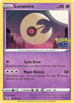 Lunatone 34/78 - Pokemon GO Reverse Holofoil - Poke-Collect