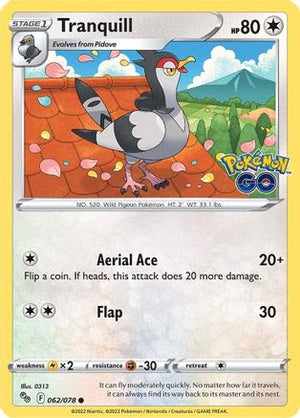 Tranquill 62/78 - Pokmon GO Reverse Holofoil - Poke-Collect
