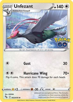 Unfezant 63/78 - Pokmon GO - Poke-Collect