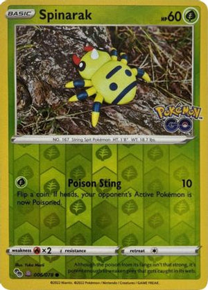 Spinarak (Peelable Ditto) 6 - Pokemon GO Reverse Holofoil - Poke-Collect