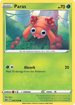 Paras 4/196 - SWSH11 Lost Origin - Poke-Collect