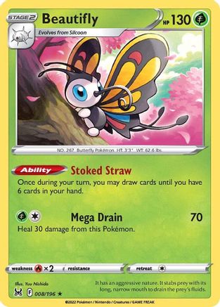 Beautifly 8/196 - SWSH11 Lost Origin Reverse Holofoil - Poke-Collect