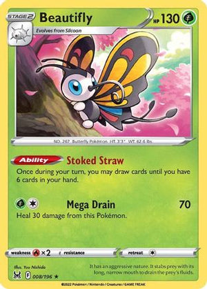 Beautifly 8/196 - Lost Origin Reverse Holofoil - Poke-Collect