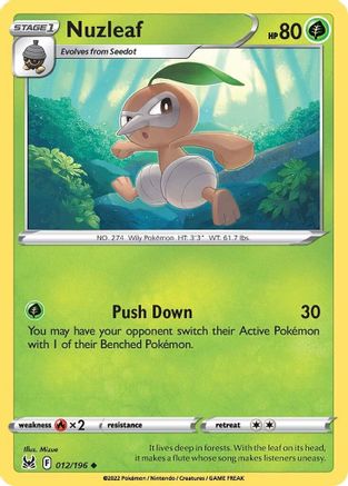 Nuzleaf 12/196 - Lost Origin Reverse Holofoil - Poke-Collect