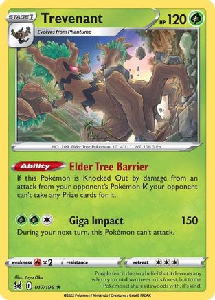 Trevenant 17/196 - Lost Origin Reverse Holofoil - Poke-Collect