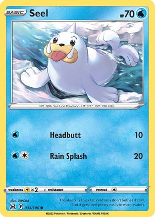 Seel 33/196 - SWSH11 Lost Origin Reverse Holofoil - Poke-Collect