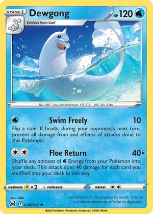 Dewgong 34/196 - SWSH11 Lost Origin - Poke-Collect