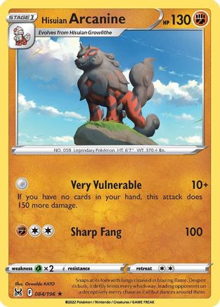 Hisuian Arcanine 84/196 - SWSH11 Lost Origin Holofoil - Poke-Collect