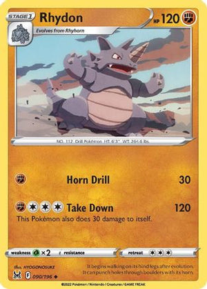 Rhydon 90/196 - Lost Origin Reverse Holofoil - Poke-Collect