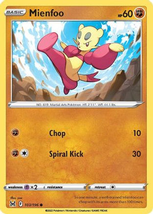 Mienfoo 103/196 - Lost Origin Reverse Holofoil - Poke-Collect