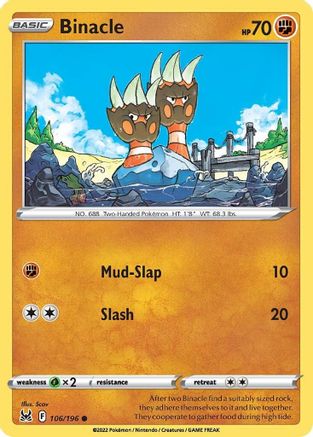Binacle 106/196 - SWSH11 Lost Origin Reverse Holofoil - Poke-Collect